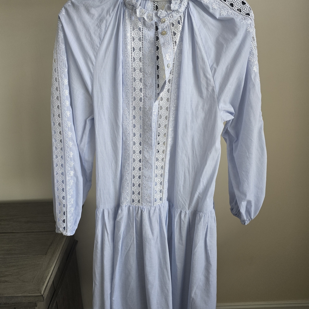 Light Blue Lace-Trimmed Dress